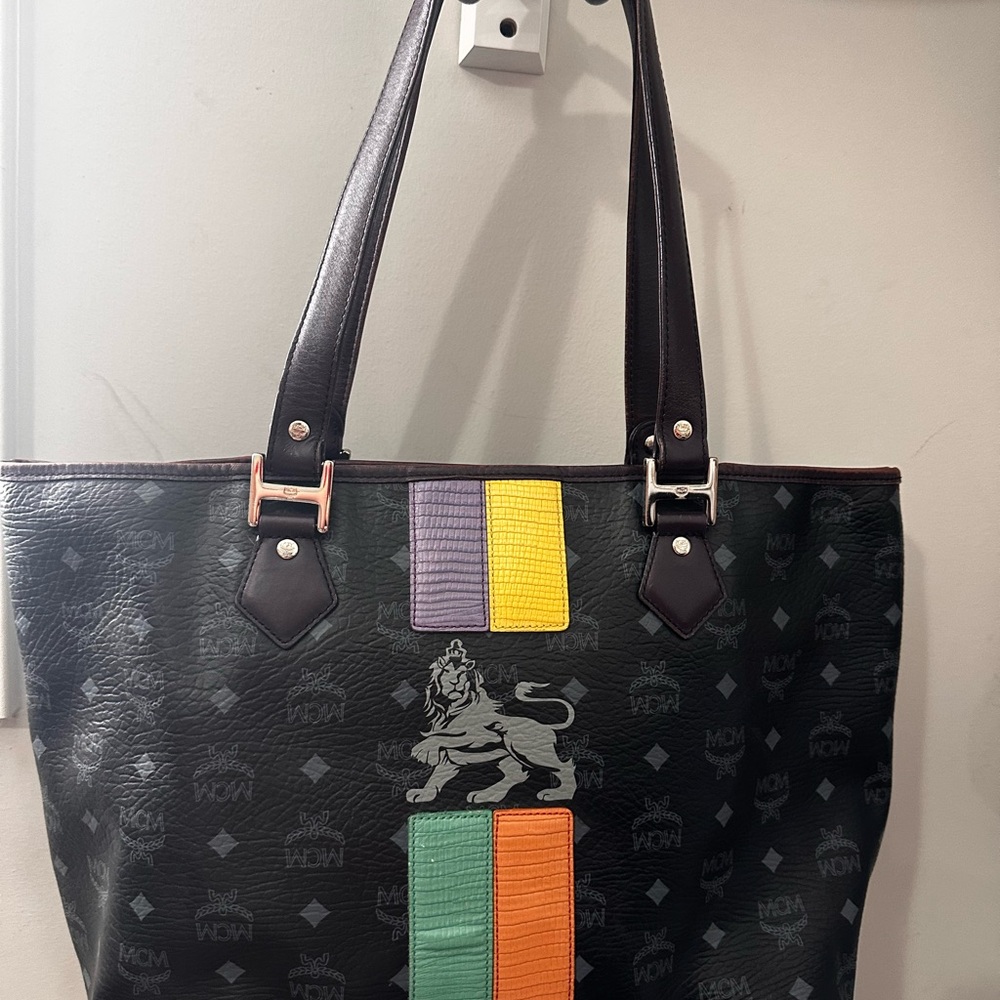 MCM Black and Green Tote Bag